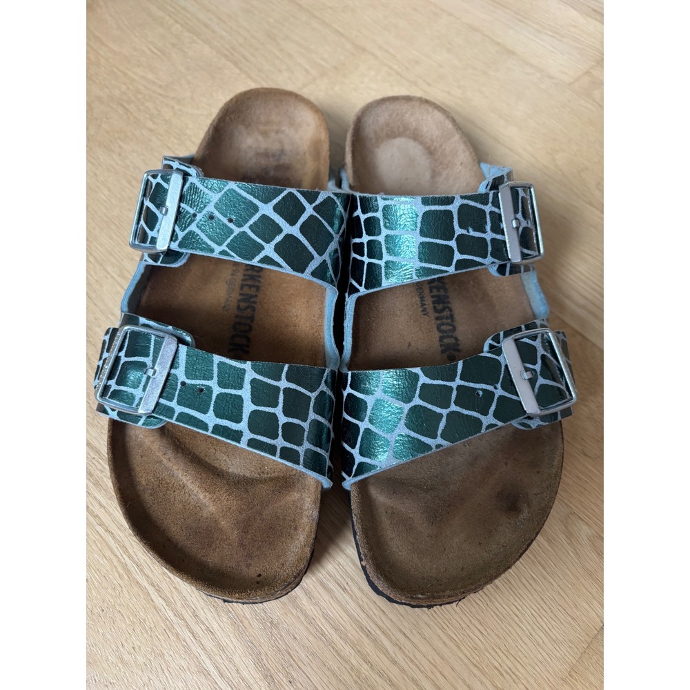 Birkenstock Arizona Metallic Gator Gleam Green Ocean Breeze 41 L10 M8